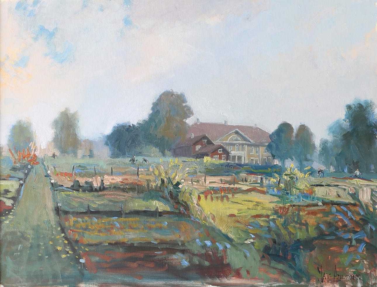 MATS ARONSSON. "Himmel och jord". Olja på duk, signerad, daterad aug 99 a tergo.