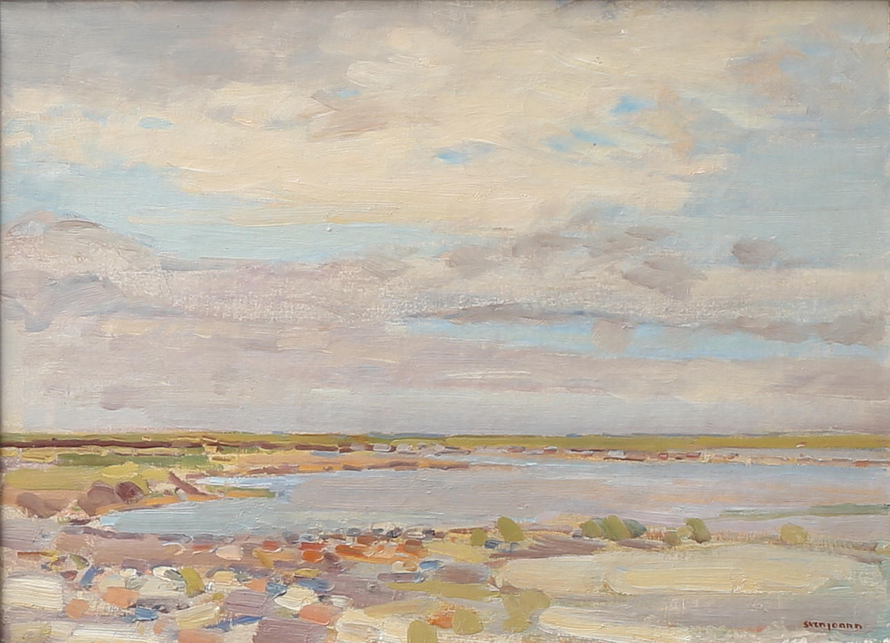 SVEN JOANN. "Sommarskyar, Öland". Olja på duk, signerad.