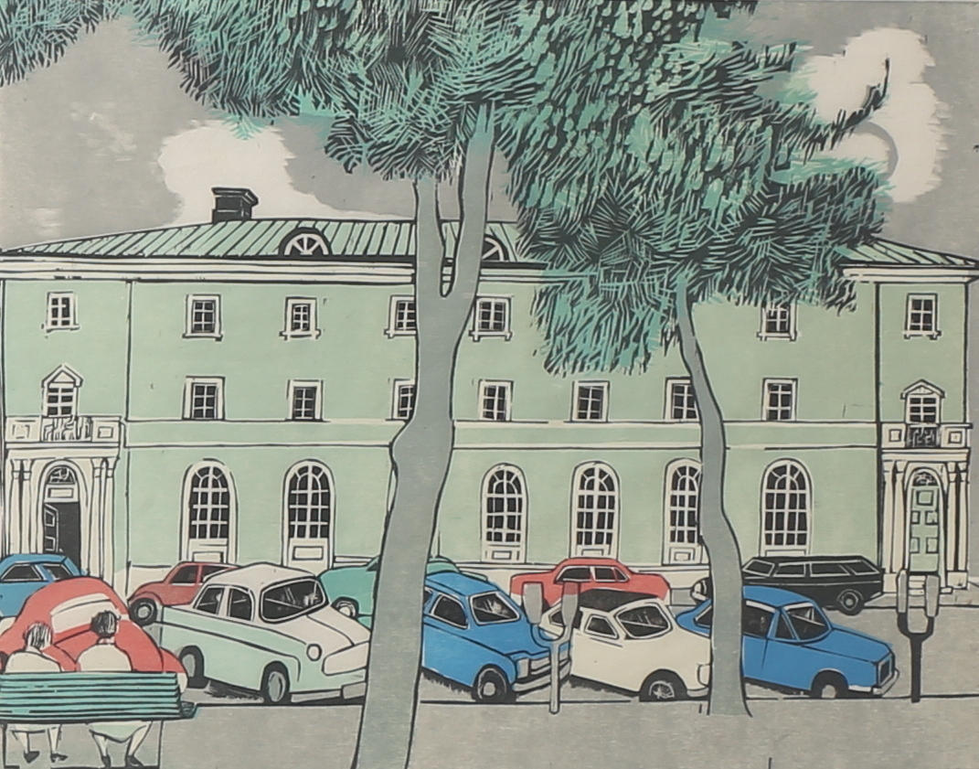 SVEN LJUNGBERG. Kungsgatan 11, Växjö. Färgträsnitt, signerad och numrerad 88/200.