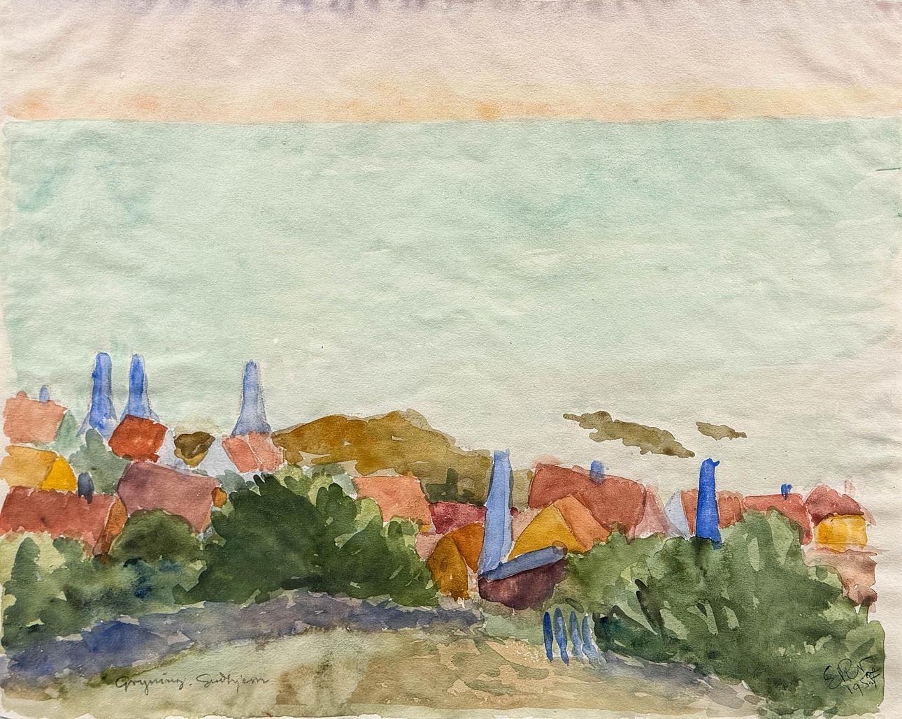 ERNST RÖHLANDER 1880-1966. Akvarell.