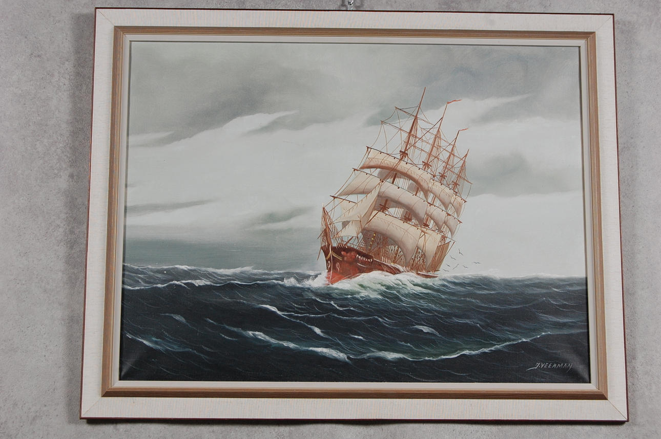 J VEERMAN. Marint motiv, olja på duk, signerad.