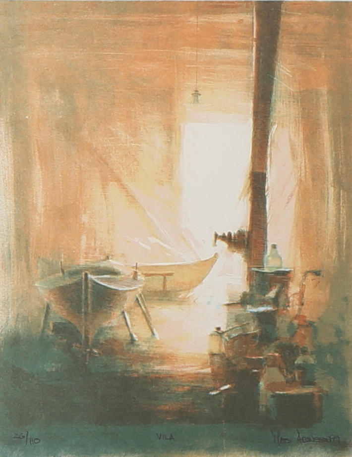 MATS ARONSSON. "Vila". Färglitografi, signerad, daterad 99, numrerad 26/110.