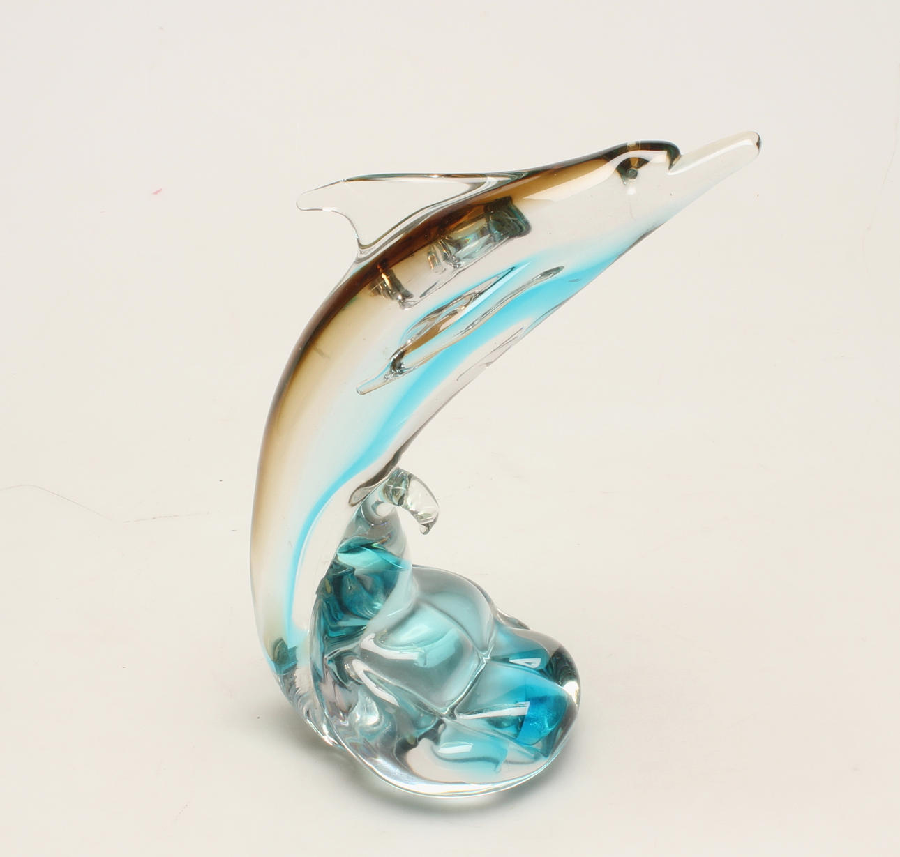 SKULPTUR, delfin, glas, 1900-tal.