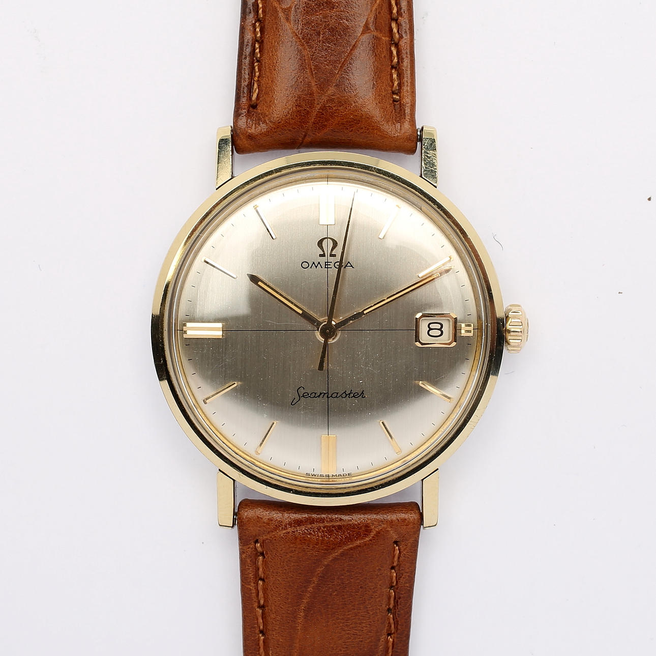ARMBANDSUR, guld på stål, Omega Seamaster, 1960-/70-tal.