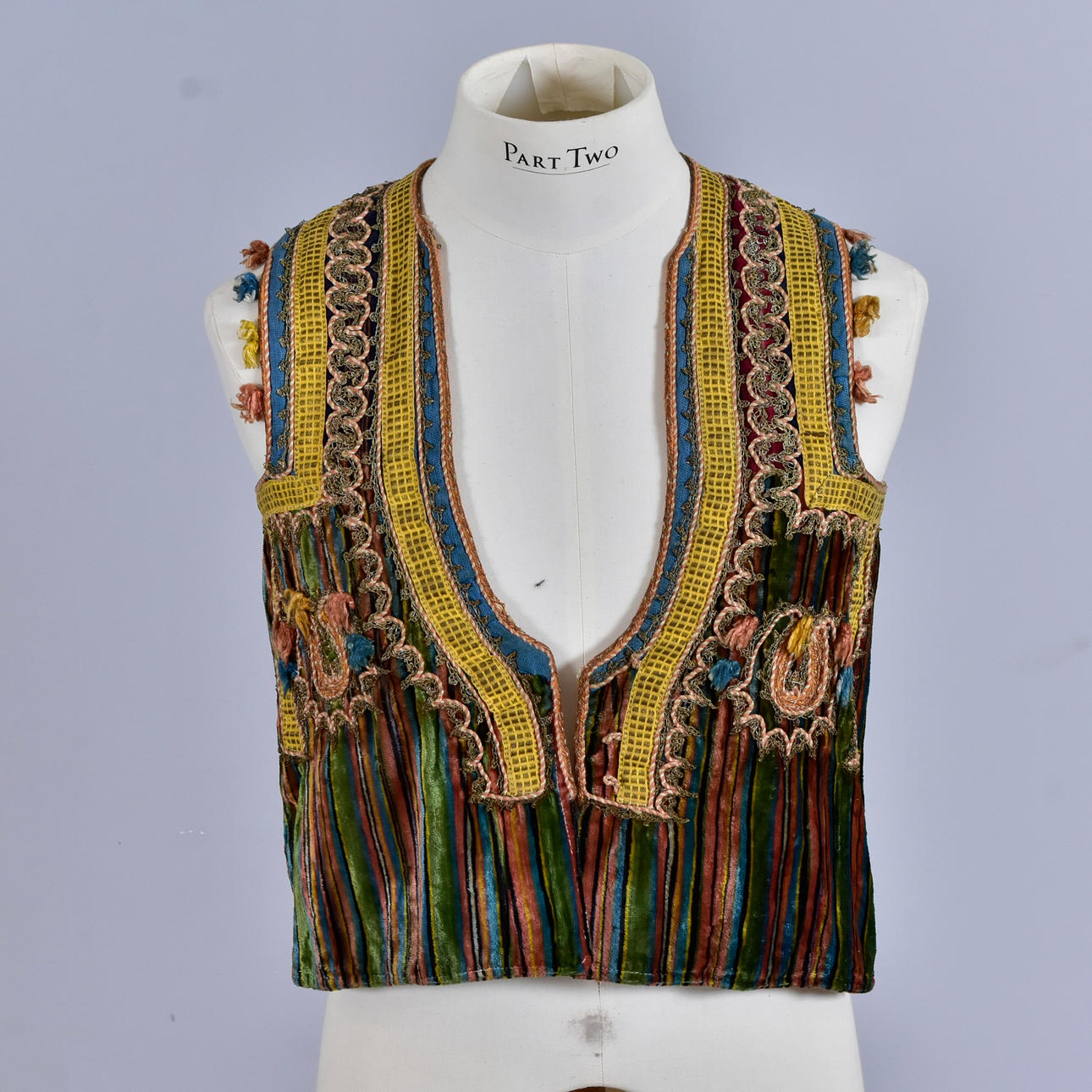 WAISTCOAT, silver-embroidered velvet.