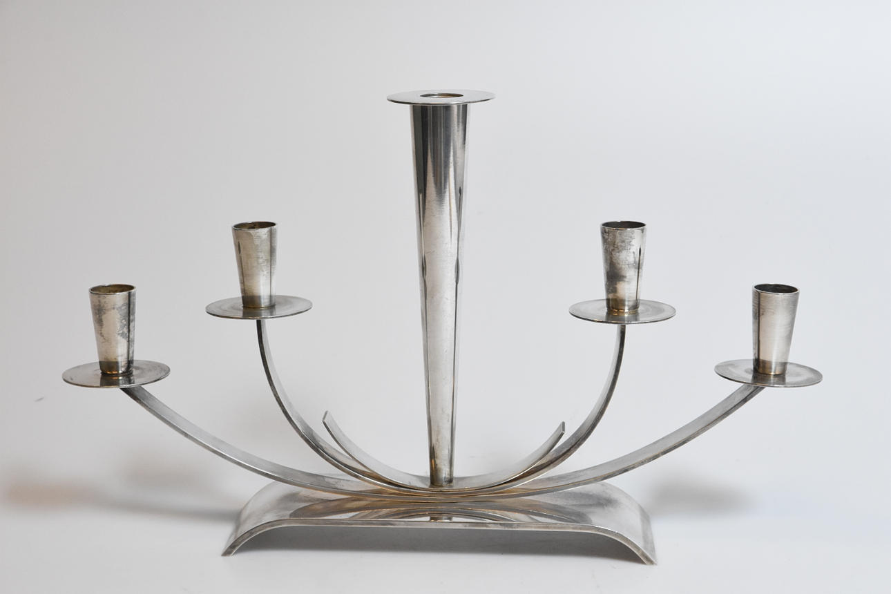 KANDELABER, nysilver, Ystad Metall 1900 talets första hälft.
