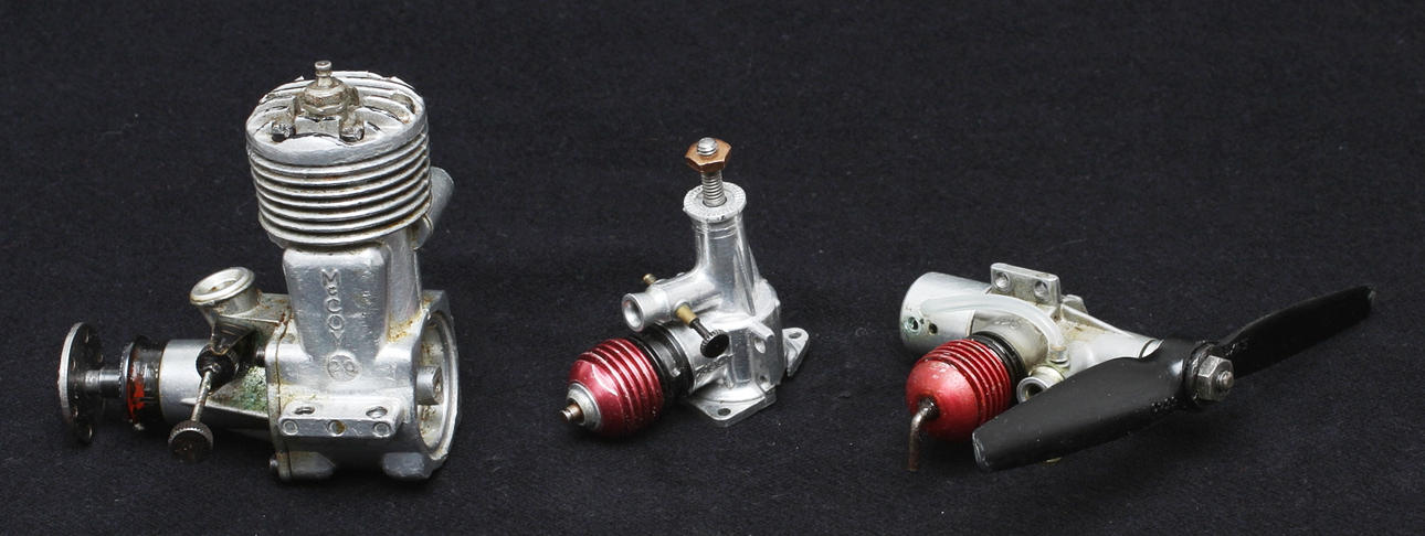 MODELLMOTORER, 3 st, Amerikanska. MacCoy 1950-tal. (En 29:a + 2 st 0,8 ).