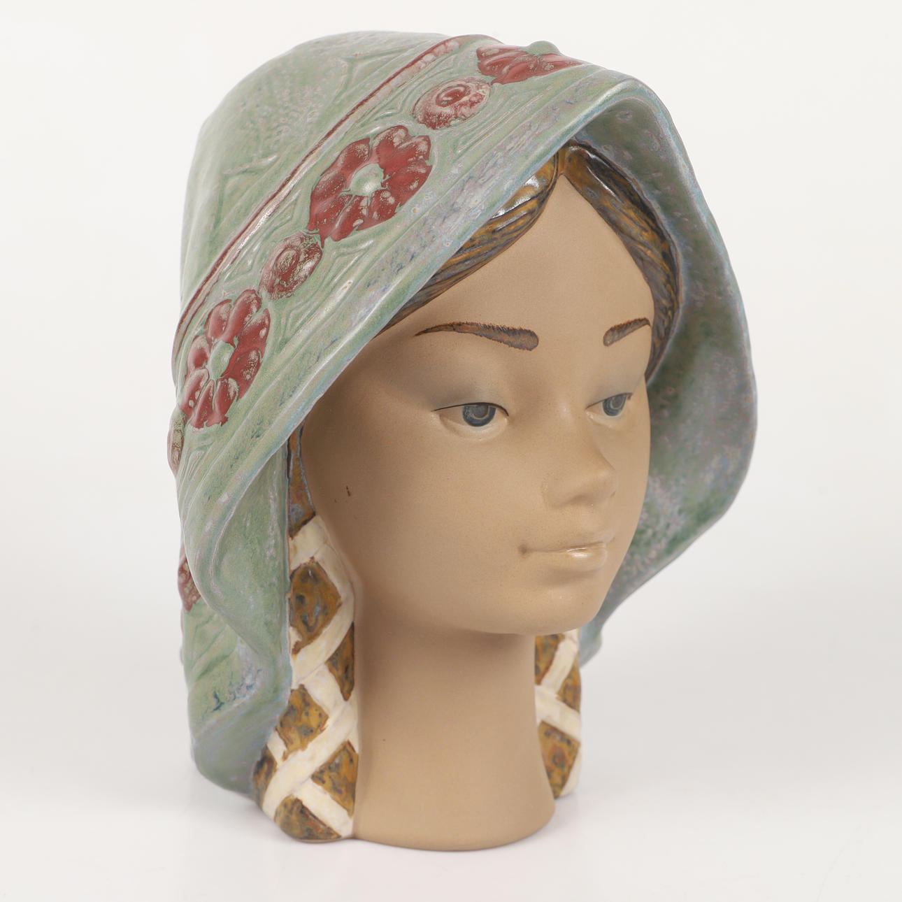 FIGURIN, flickhuvud, stengods, Lladro, Spanien.