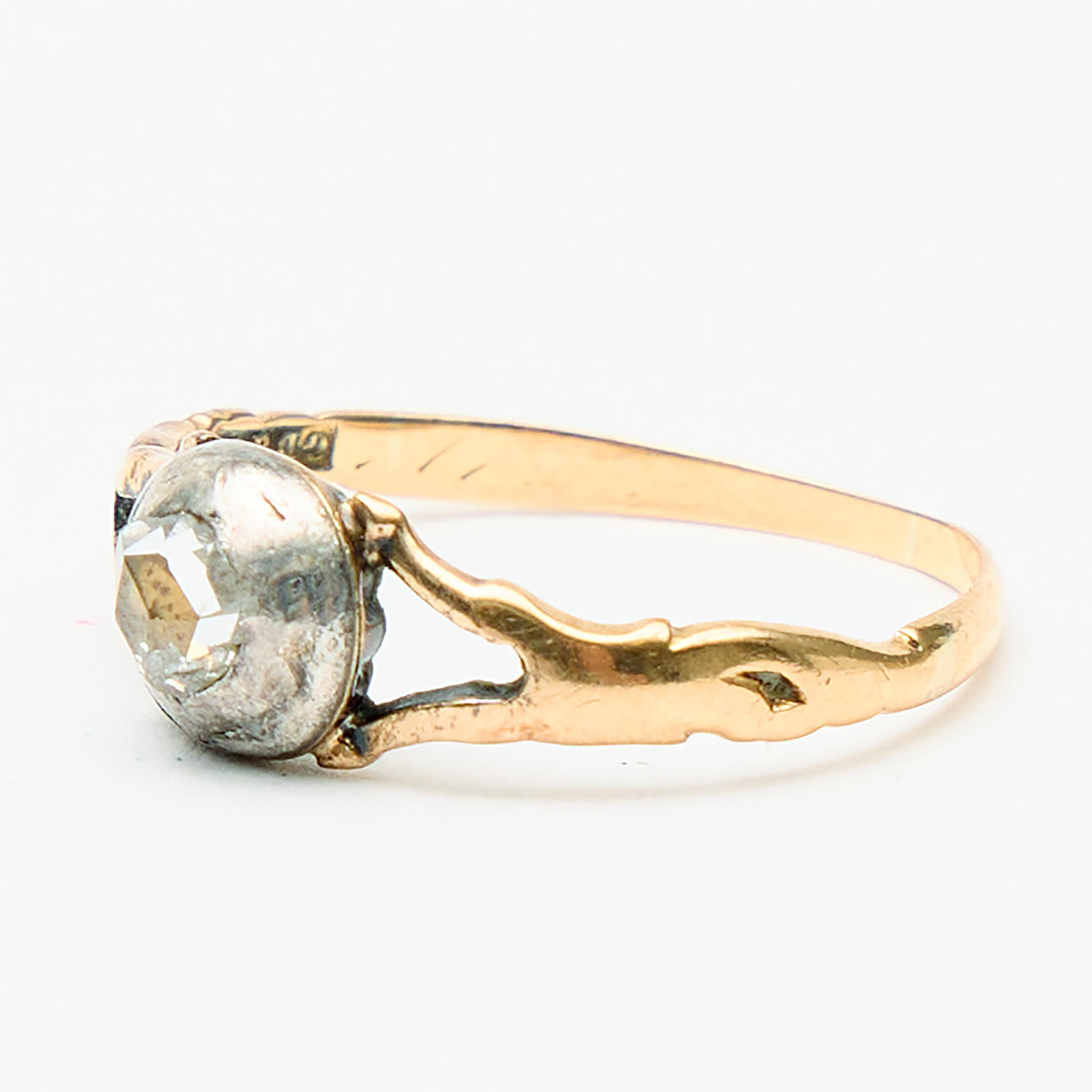 RING, gold and silver with rose-cut diamond.