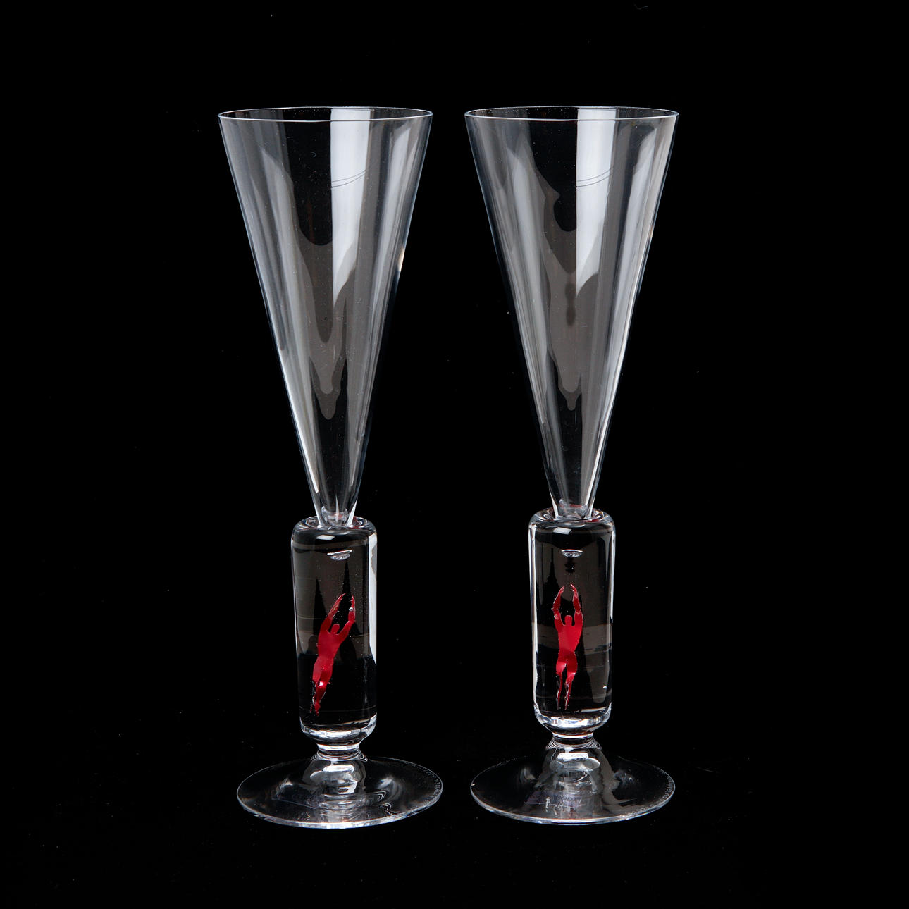 BERTIL VALLIEN. Champagneglas, 2 stycken, "Millenium", Kosta Boda.
