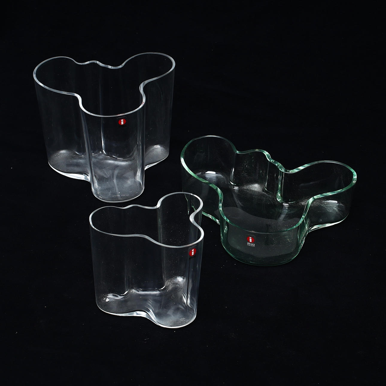 SKÅL, VASER, 2 st, glas, "Savoy", Alvar Aalto, Iittala.