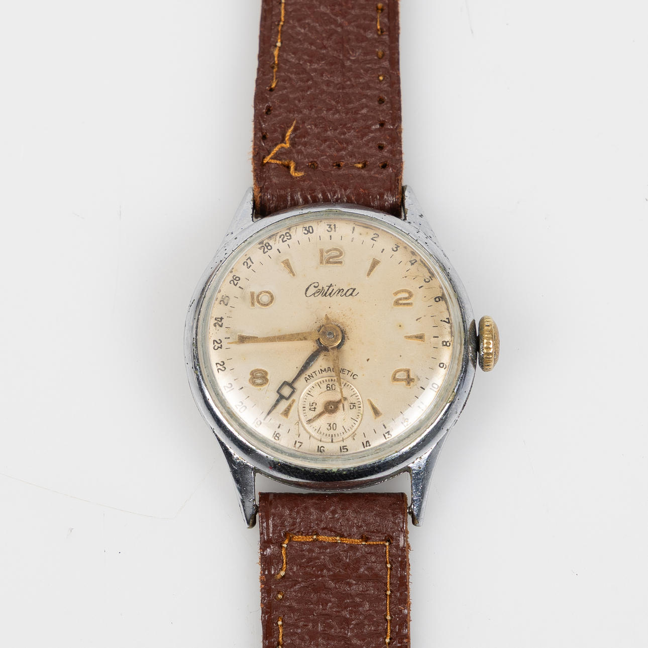 CERTINA, "Pointer Date", armbandsur, 31 mm, vitmetall / stål, ca 1945.