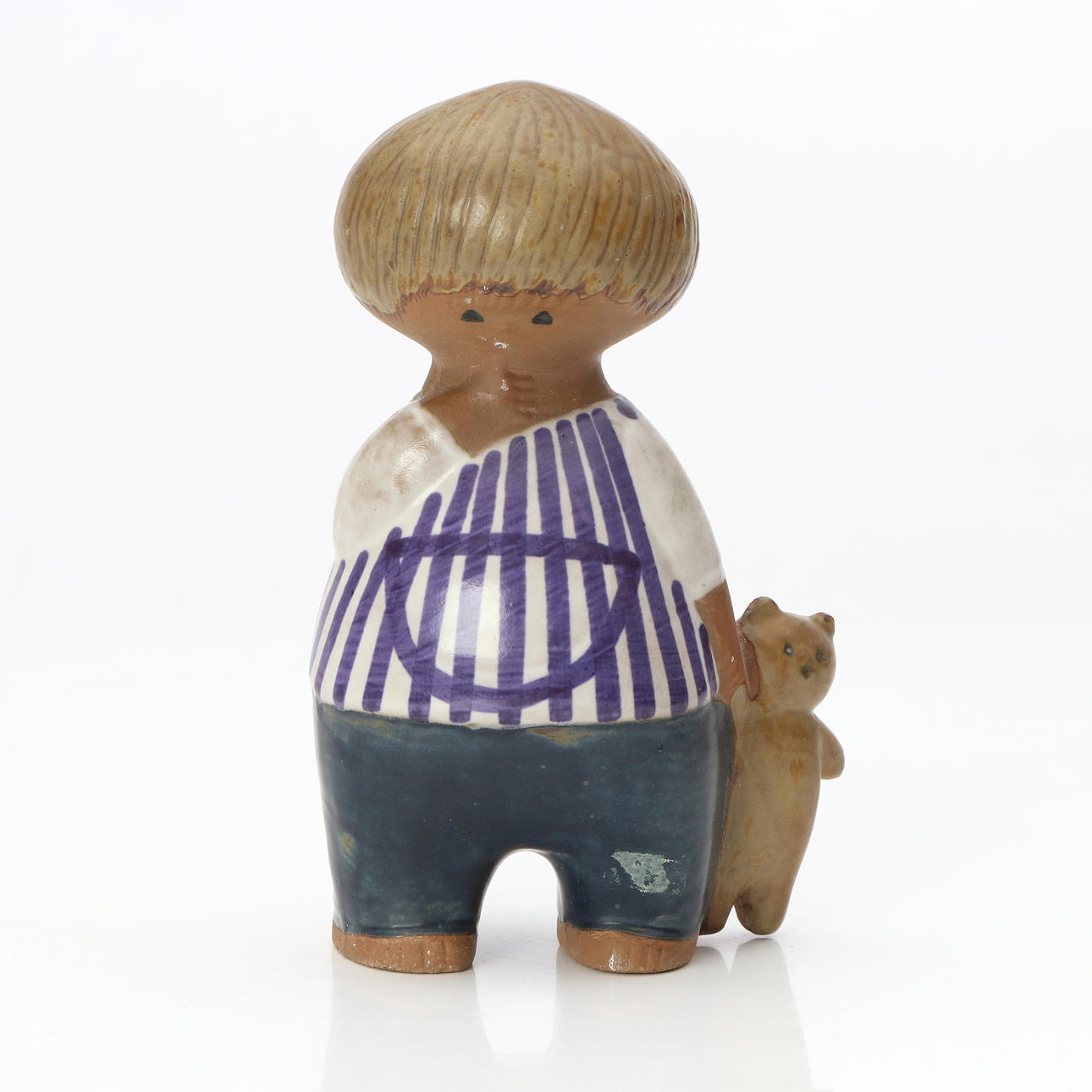 LISA LARSON. FIGURIN. Delvis glaserat stengods. "Malin", Gustavsberg. Märkt undertill.