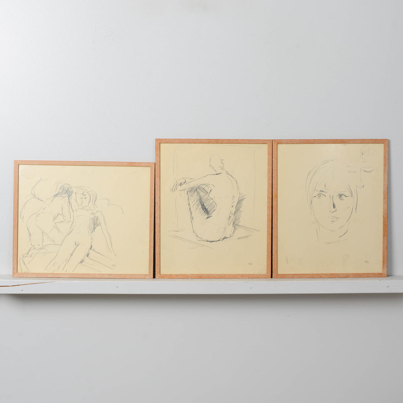 LEOPOLD FARE. Drawings, 3 pcs, signed.