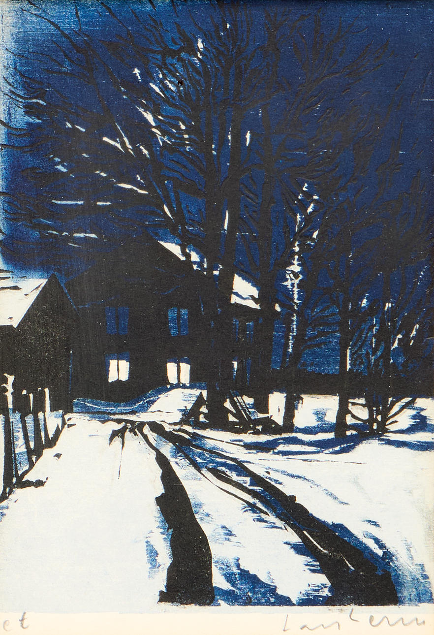 LARS LERIN. Nattligt vinterlandskap.