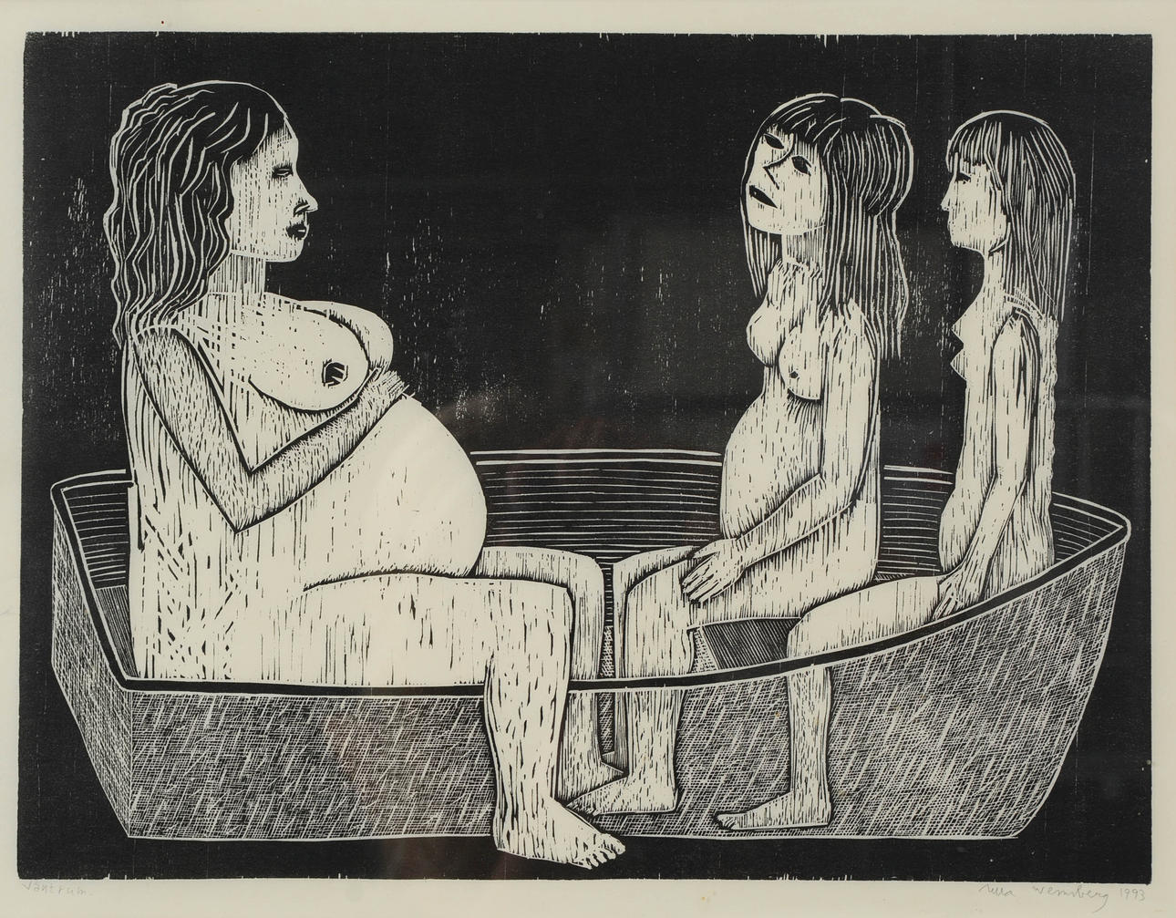 ULLA WENNBERG. "Väntrum", lithograph, signed and dated 1993.