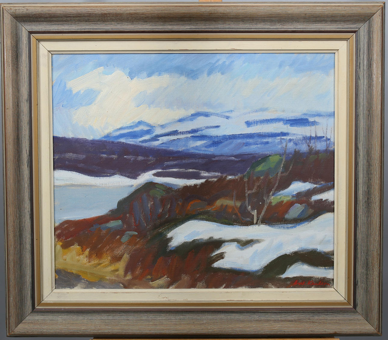 ARVID KARLSSON. Olja på duk, "Majvinter, Abisko", signerad.