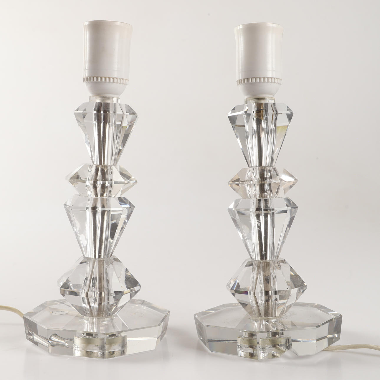 BORDSLAMPOR, 1 par, glas, 1900-talets mitt.