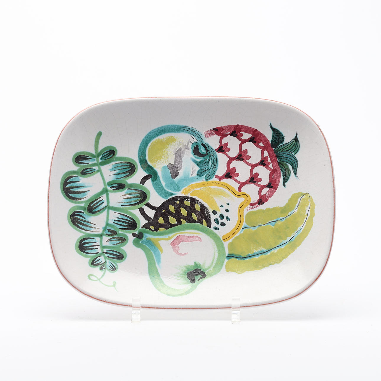URSULA PRINTZ. Dish, faience, Gustavsbergs Studio, 1940s.
