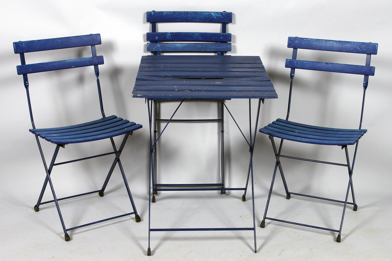 TRÄDGÅRDSGRUPP, bord, 3 stolar, hopfällbara.