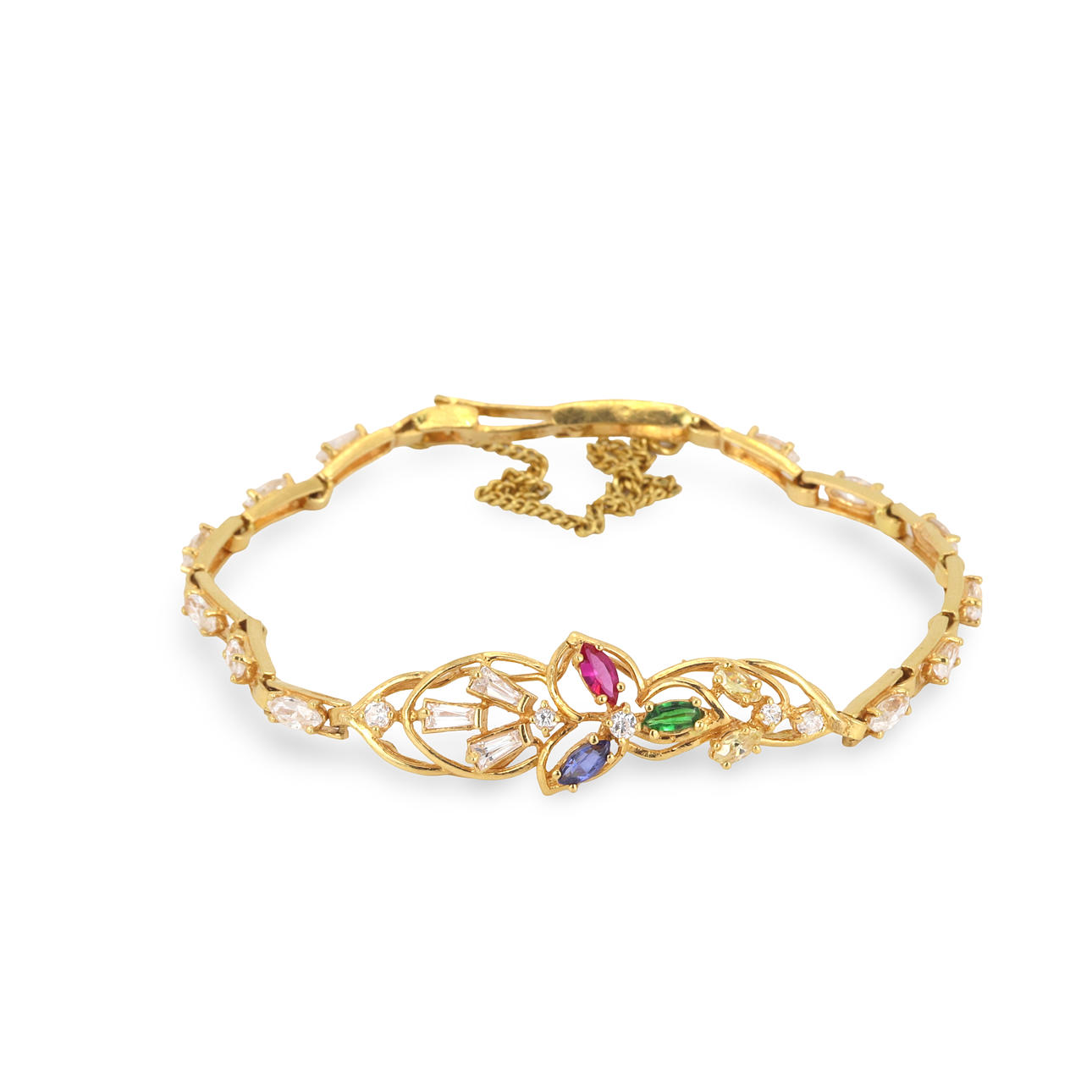 ARMBAND I 22KT GULD MED ÄDELSTENAR.