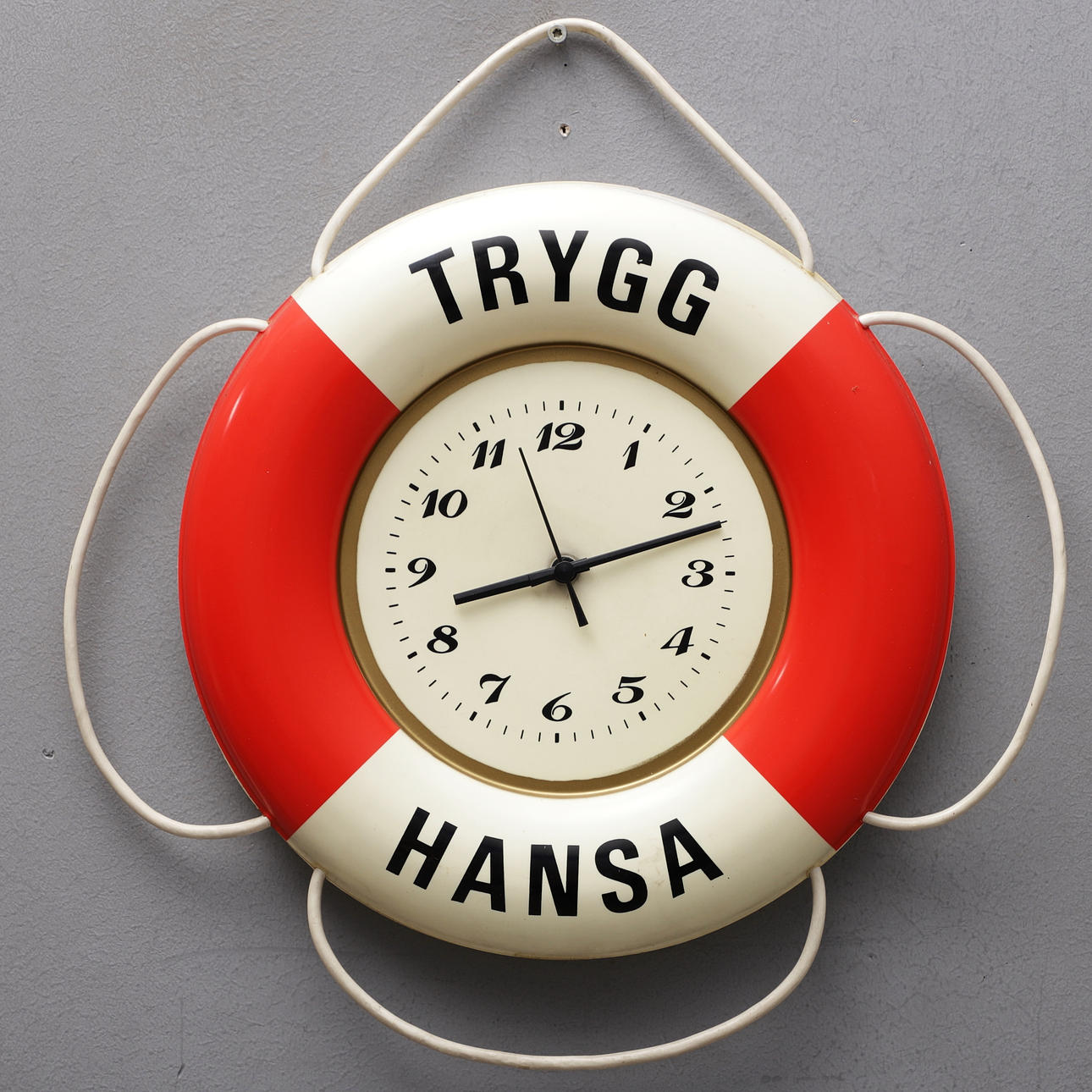 REKLAMKLOCKA, Trygg Hansa, plast, 1960-tal.
