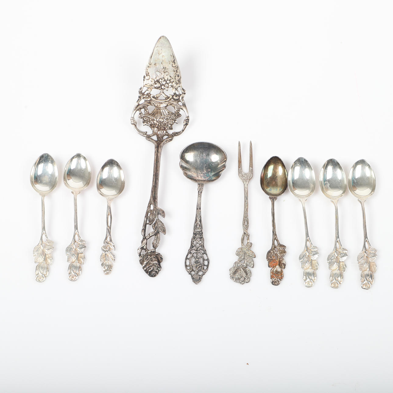 SPADE, KAFFESKEDAR M. M., 10 delar, silver.