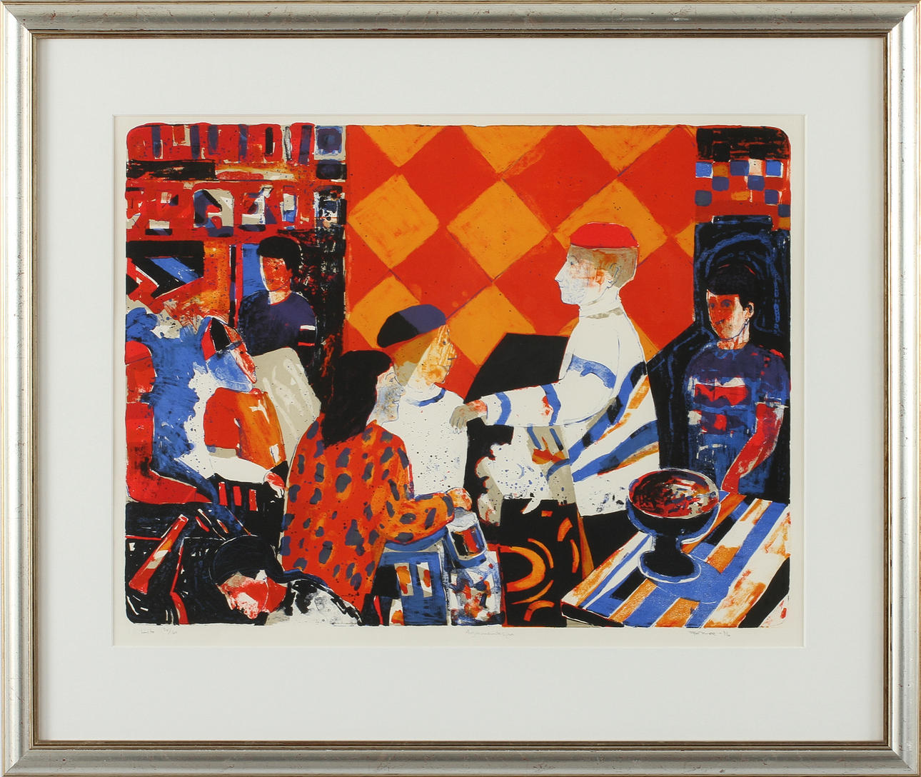 ERIK FORMOE. "Argumentasjon" Färglitografi, signerad och numrerad 38/60.