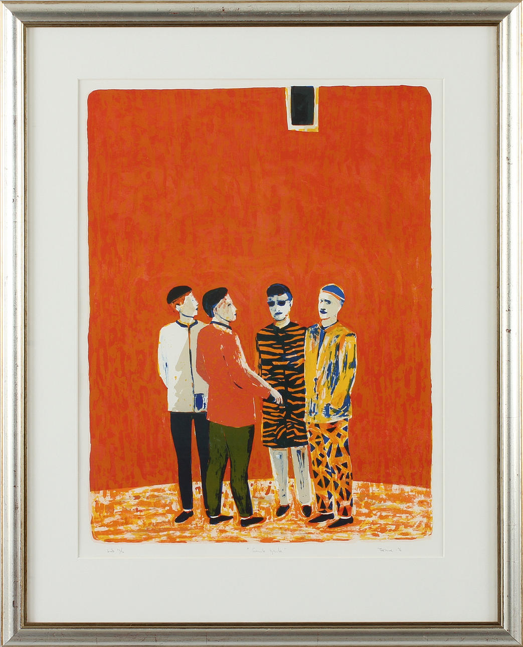 ERIK FORMOE. "Gamla kjente" Färglitografi, signerad och numrerad 14/90.