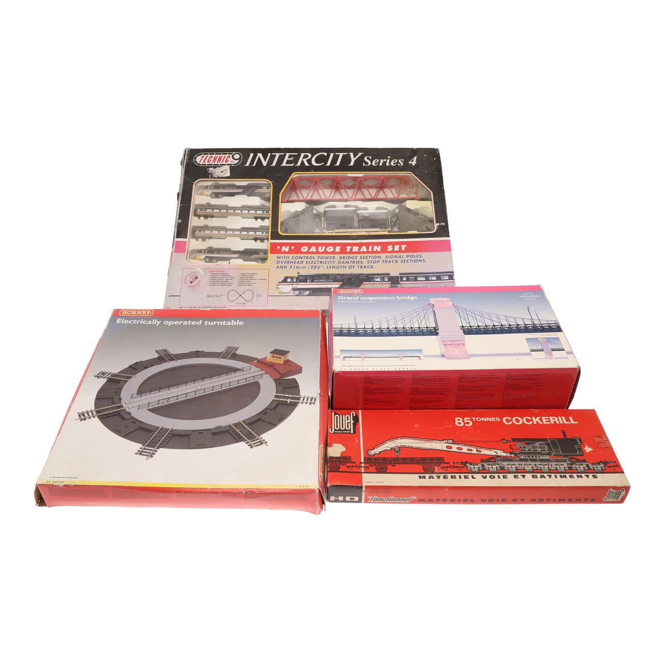 TECHNIC TRAIN SET, JOEUF & BOXED HORNBY ITEMS.