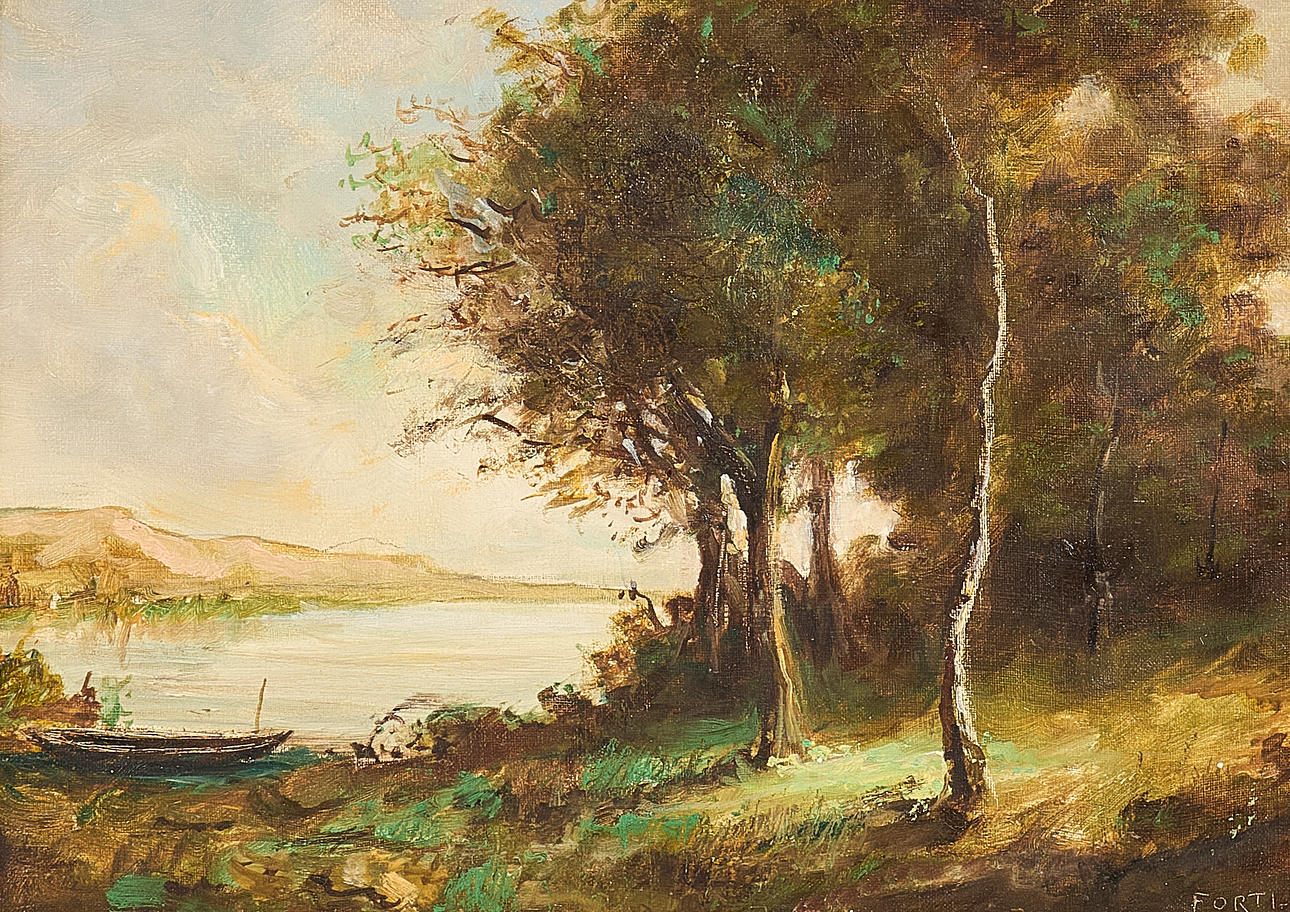 OIDENTIFIERAD KONSTNÄR. Oil painting, signed Fortl, Landscape.
