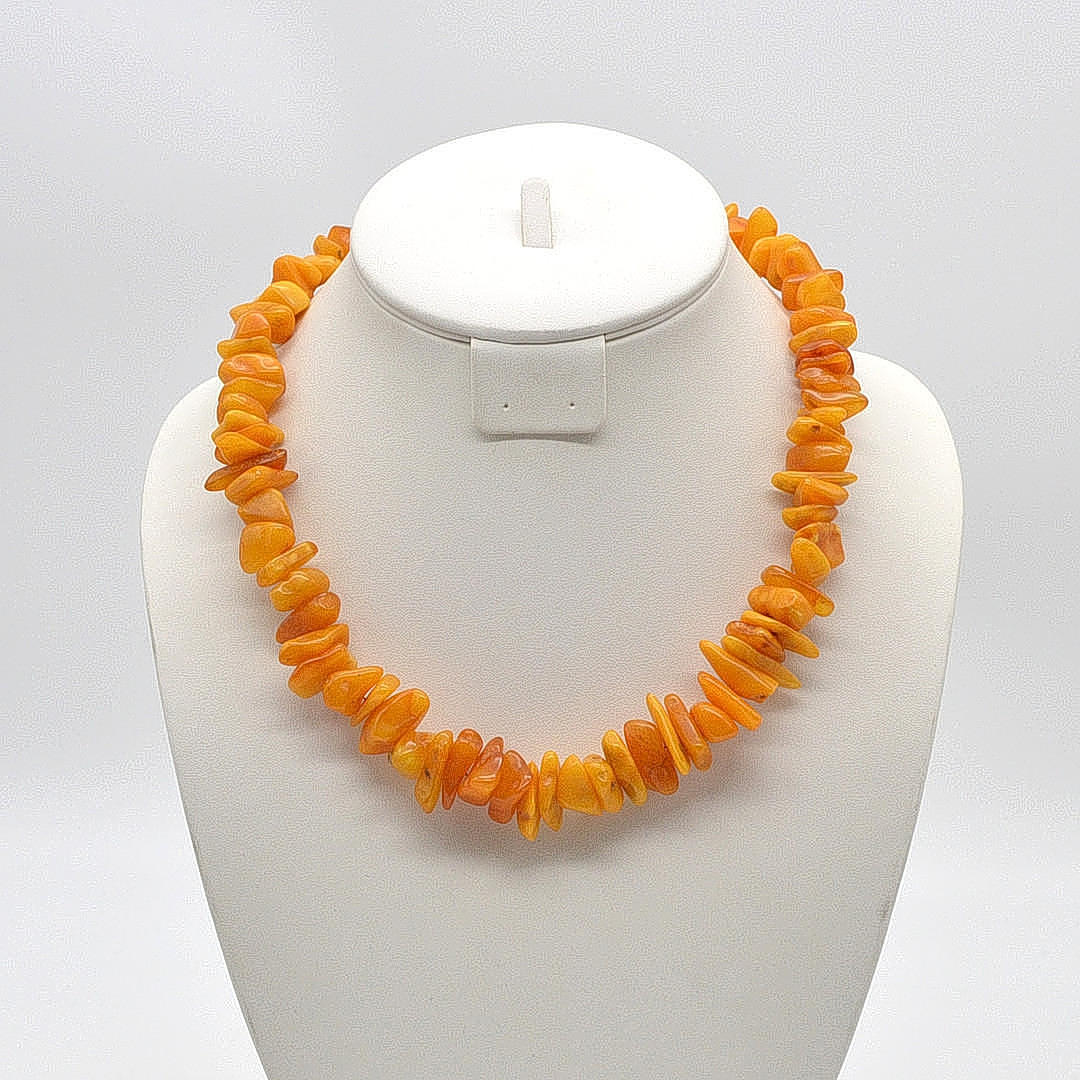 COLLIER AV BUTTERSCOTCH-BÄRNSTEN, STORA STENAR, CA 50 CM, VINTAGE.