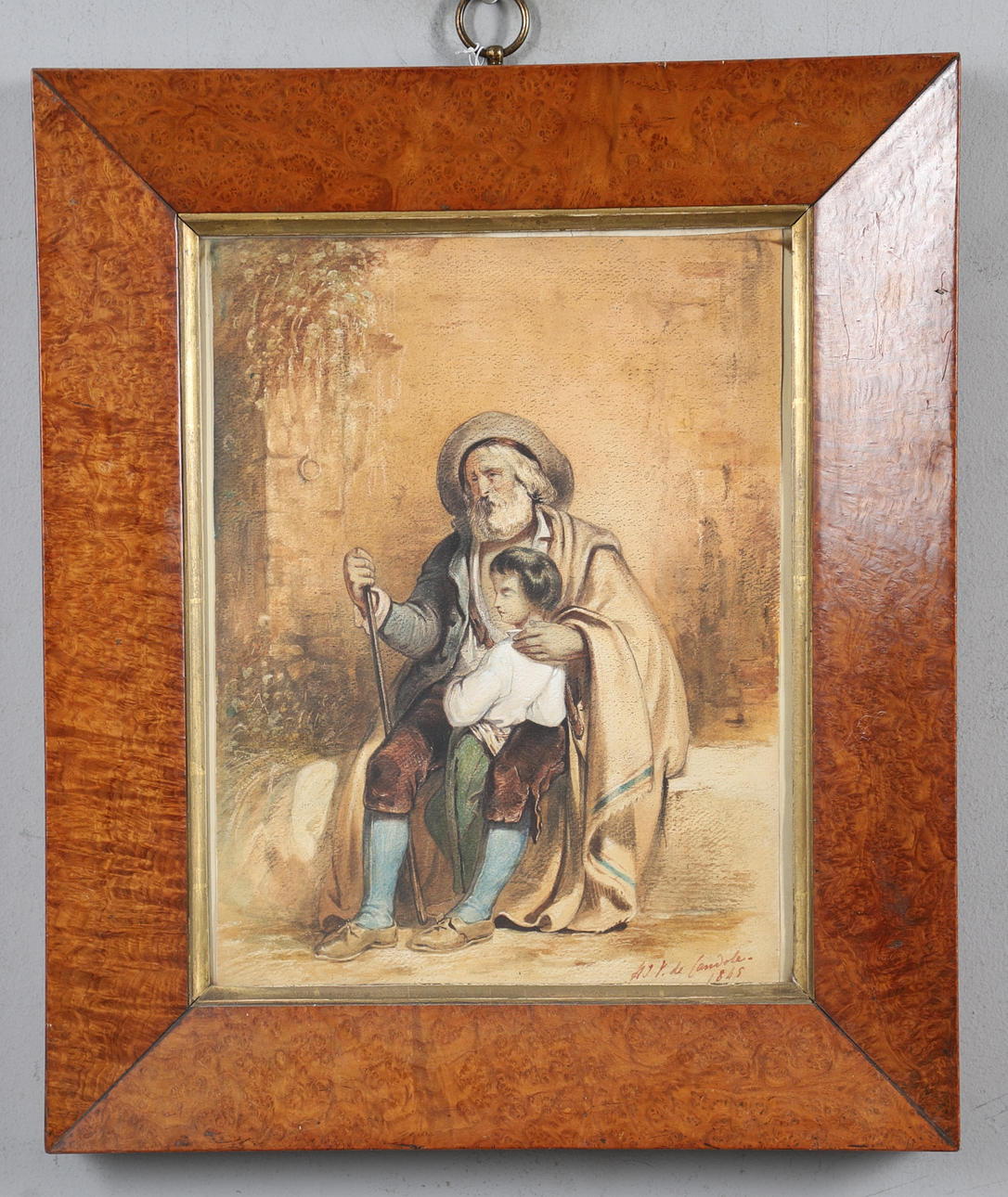 HENRI JEAN VULLY DE CANDOLE (1814 - 1881). ELDERLY GENTLEMAN, SEATED WITH CHILD.