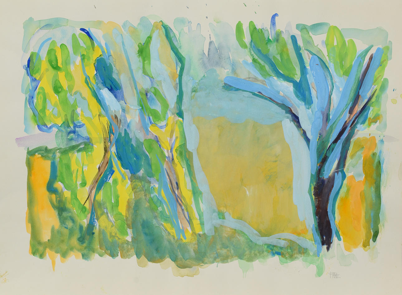 LEOPOLD FARE. Composition, gouache, signed.