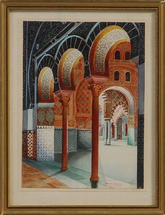 REBOLLO GAMELLA. Palads interiør, akvarel, skilt.