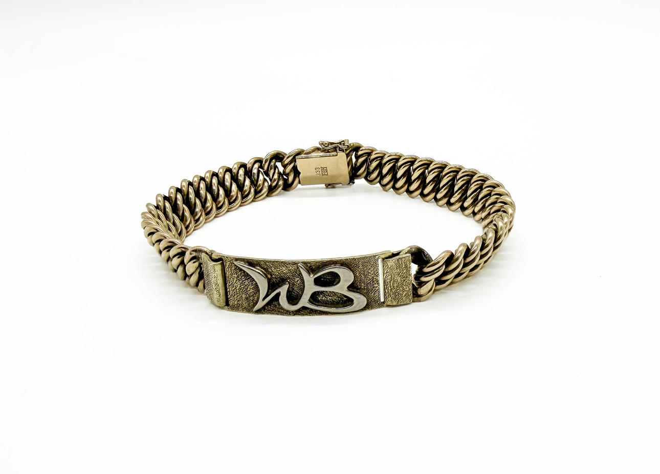 ARMBAND, 8k Guld, silverdetalj.