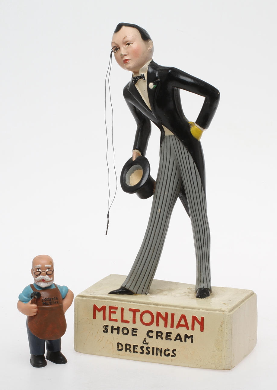 SKYLTFIGURER "MELTONIAN SHOE CREAM & DRESSINGS" och "MÄSTER MASTER".