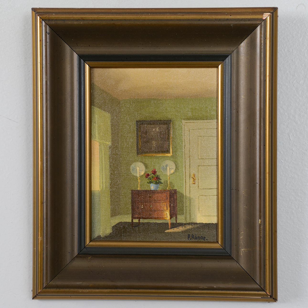 PAUL RÖNNE. Interior, oil on panel, signed.