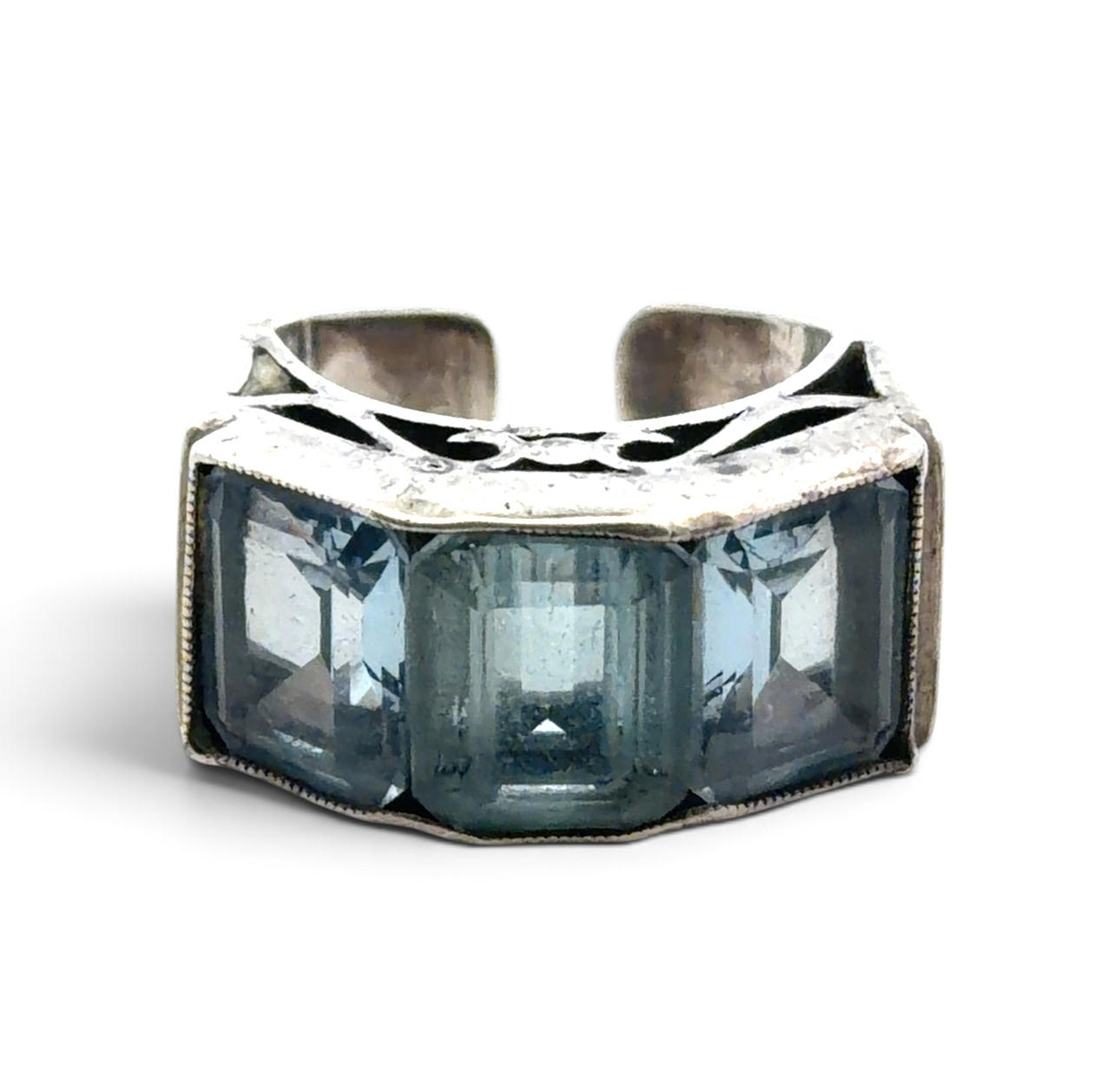 A.F. RASMUSSEN AQUAMARINE SILVER RING.