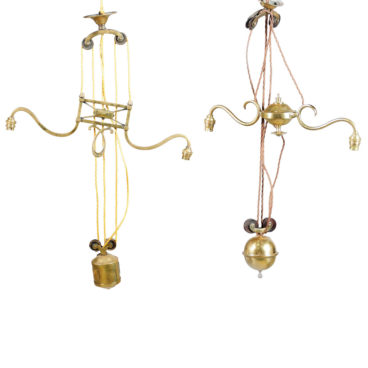 TWO BRASS COUNTER BALANCE LIGHTS (2).
