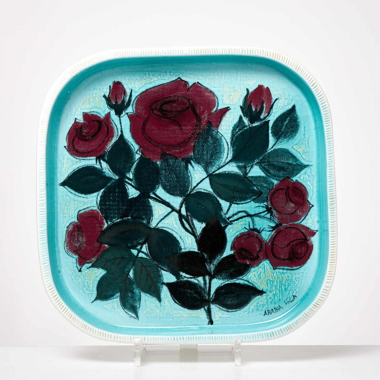 HILKKA-LIISA AHOLA. Fat, dekor av rosor, monogramsignerad, Arabia.