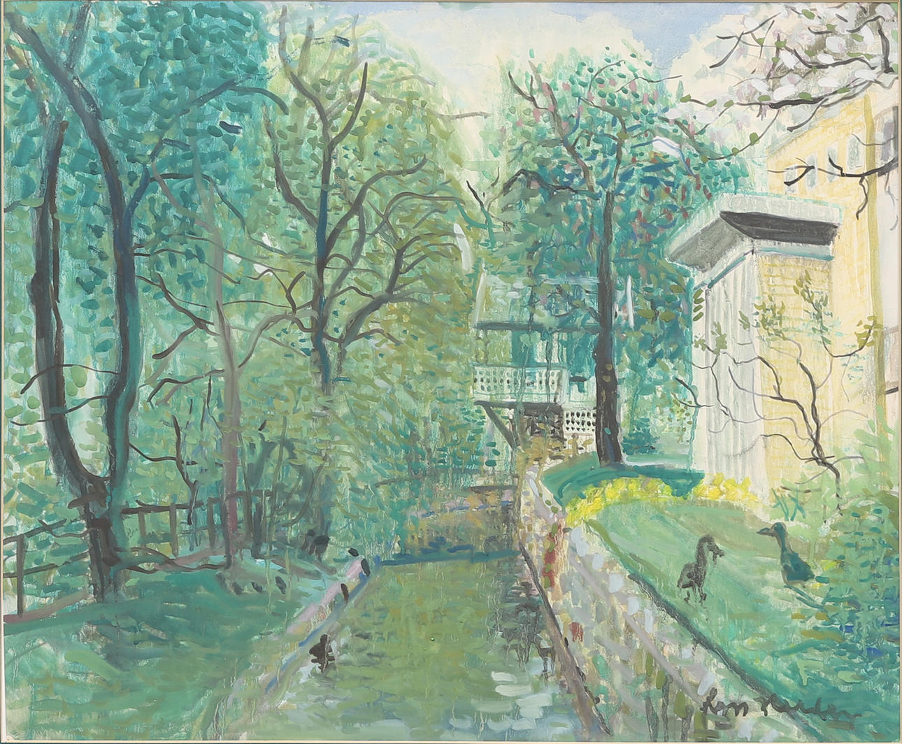 LARS HERDER. Park scene, watercolour, signed.
