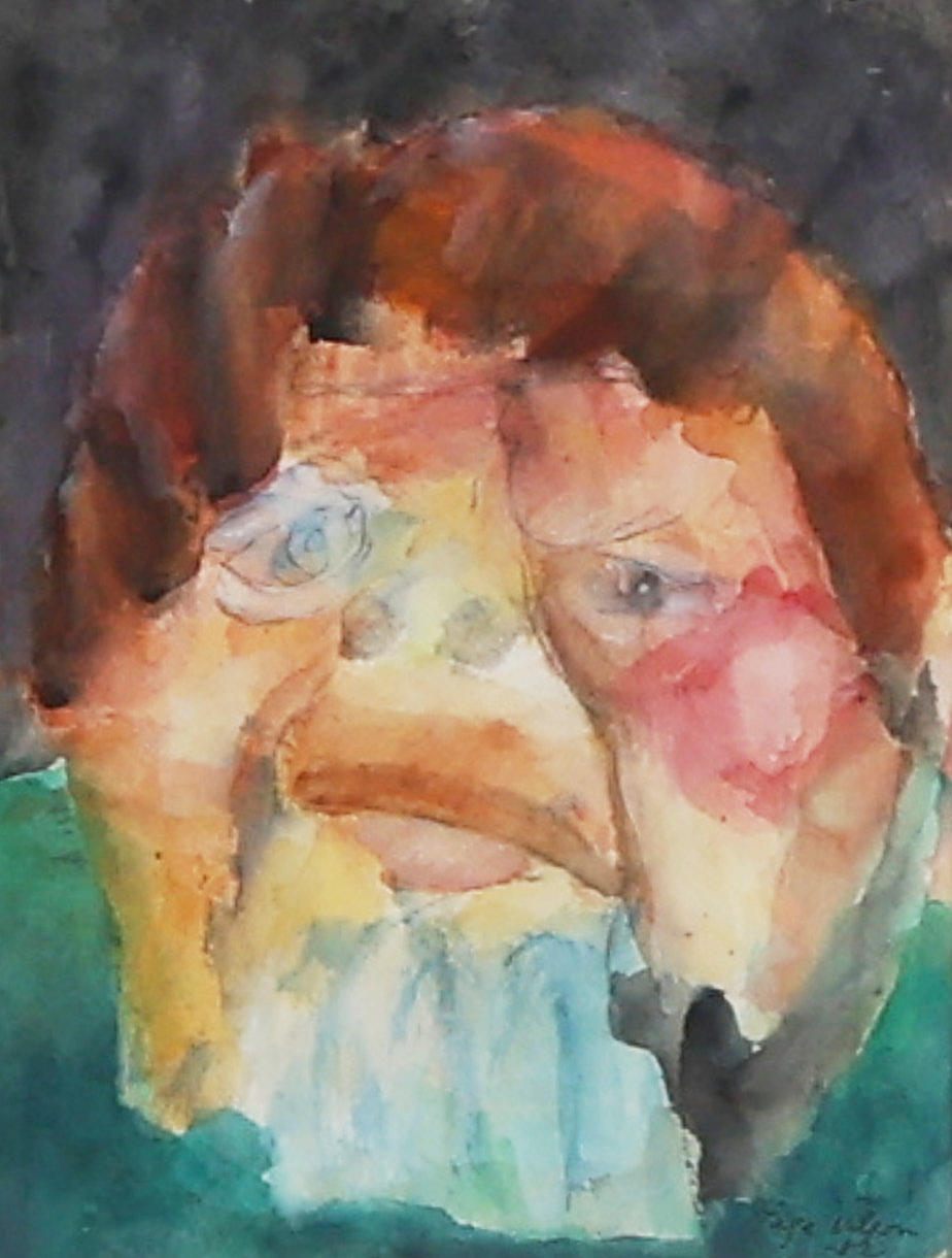 TAGE NILSSON. Watercolour, signed -82, "Den enögde mannen".