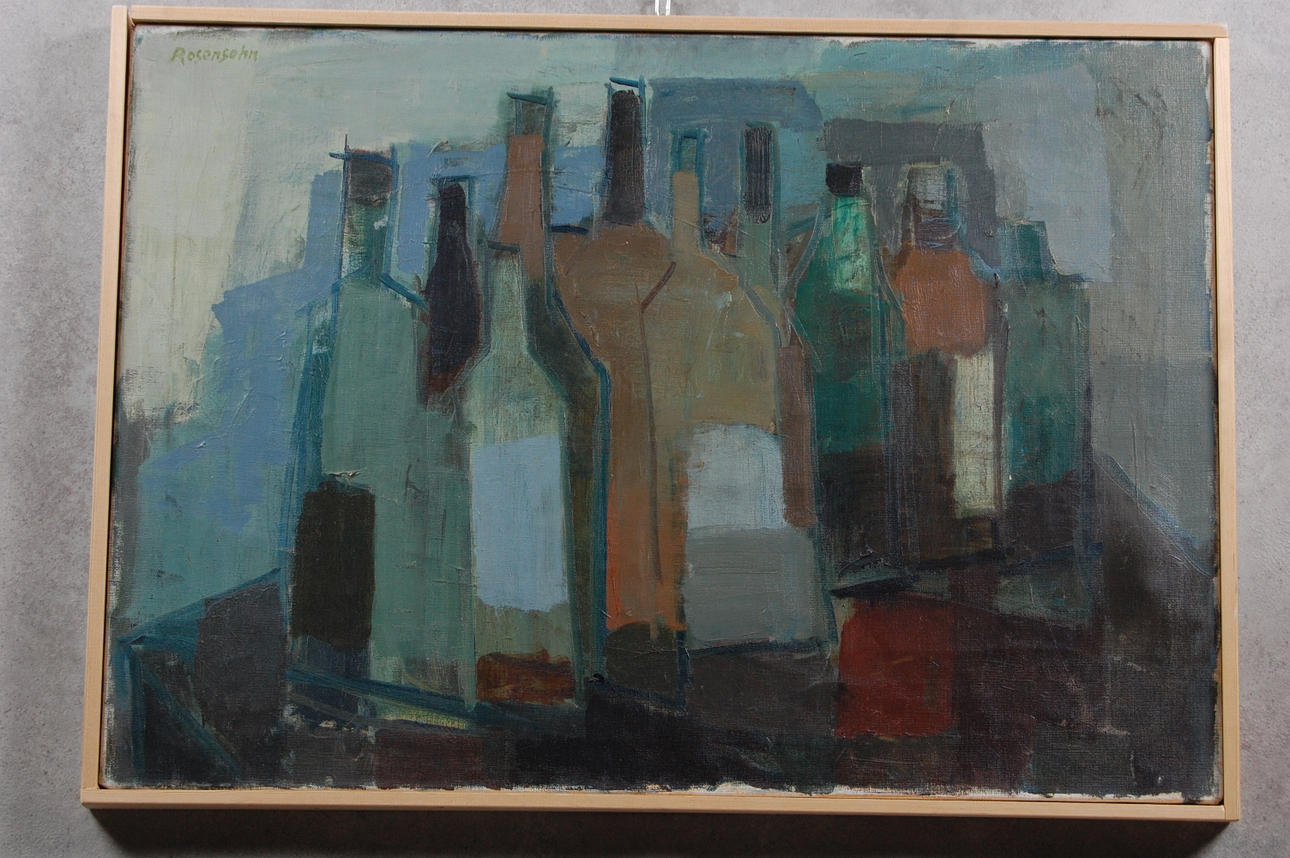 LENNART ROSENSOHN. olja på duk " Flaskor " signerad.