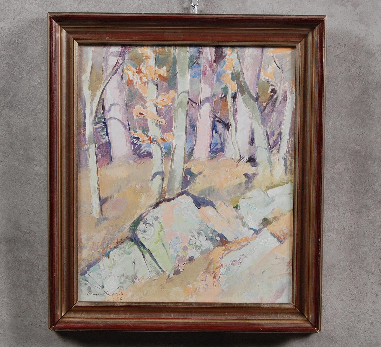 GUNNAR WALLENTIN. " Tidig Vår " olja på pannå, signerad, daterad 1972.