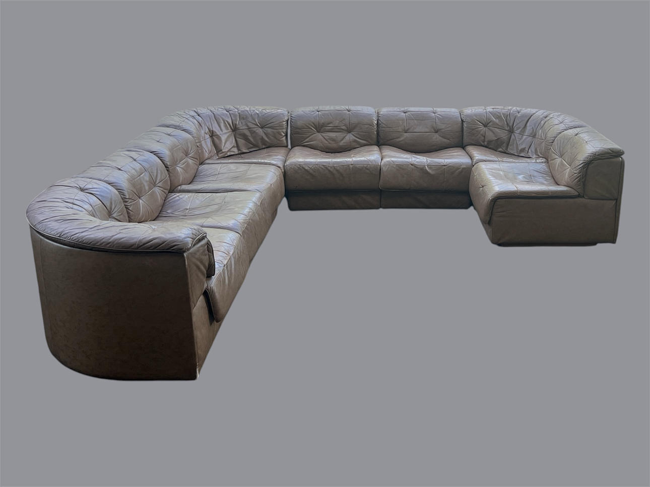 DE SEDE. 8-piece modular sofa, model ''DS-11'', patchwork, leather, Switzerland, 1970s.