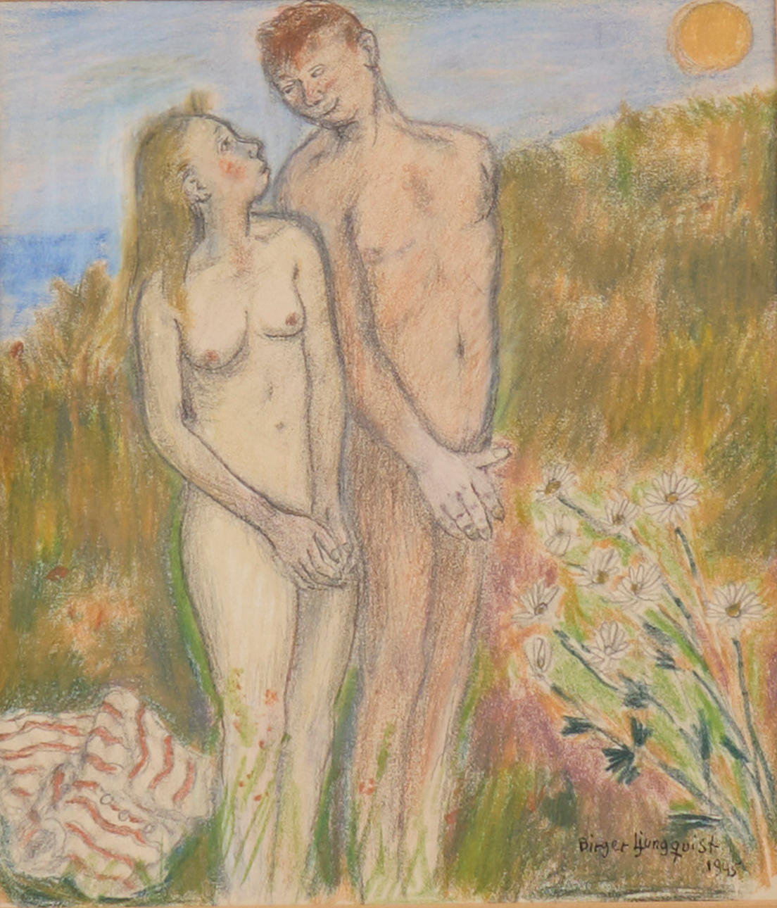 BIRGER LJUNGQUIST. Mixed media, signed 1945.