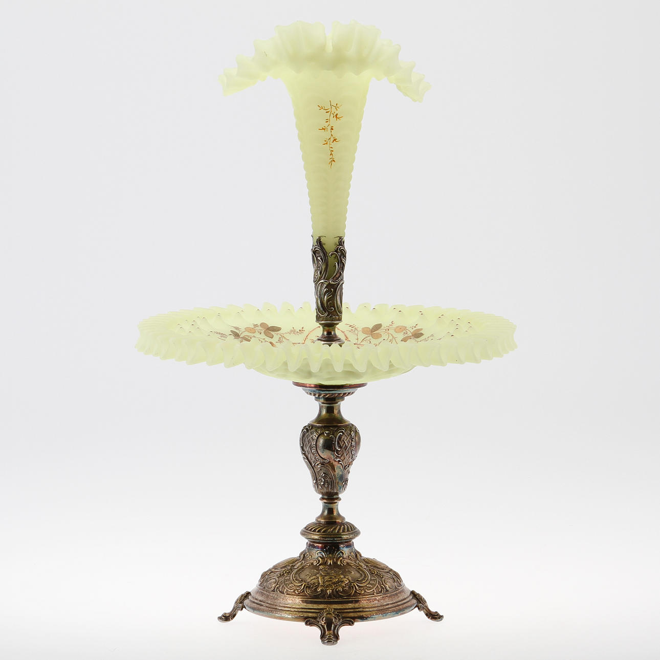 BORDSUPPSATS, nysilver och glas.