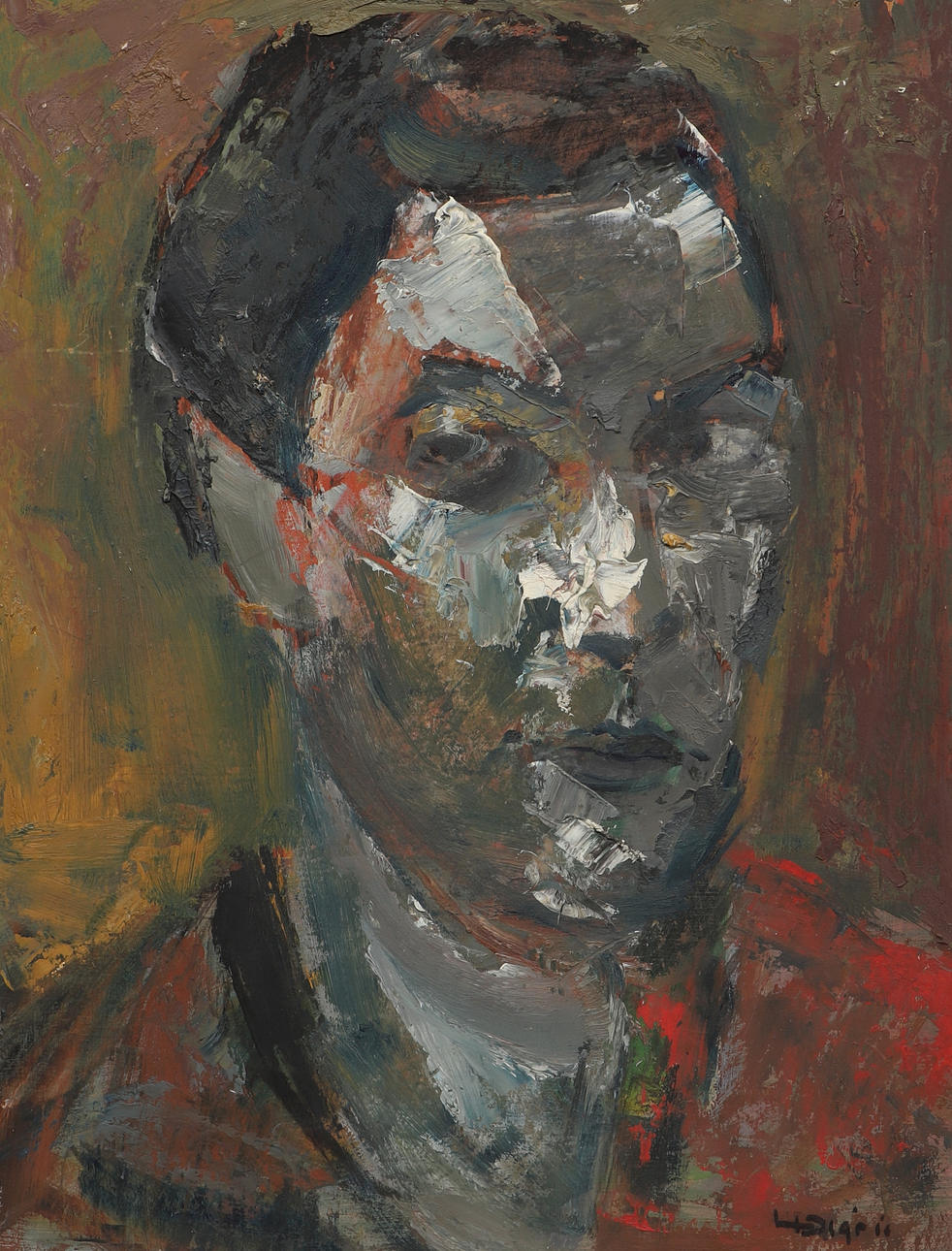 LEONARD DIGRIS. Olja på pannå, porträtt, signerad.