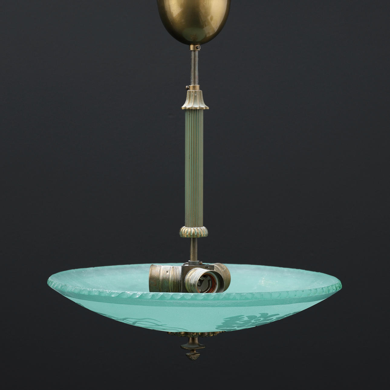 TAKPLAFOND, råglas/mässing, art deco, 1900-tal.